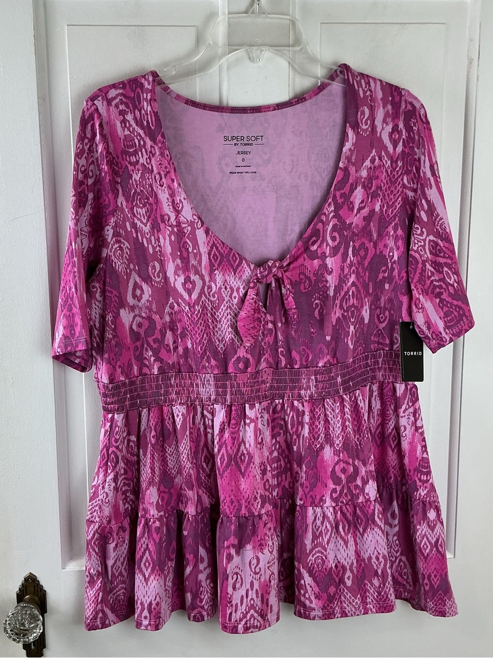 Torrid Super Soft Pink Ikat Babydoll Top